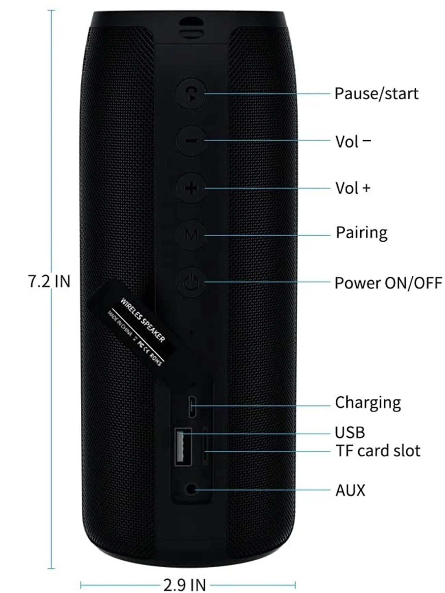 Portable Bluetooth Speaker, Wireless Speaker with Deep Bass Sound, Outdoor Speakers with Bluetooth 5.0, 30H Playtime, Dual Pairing for Home,Party