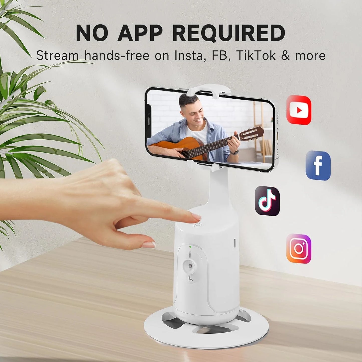Auto Face Tracking Phone Holder Tripod, No App Required, 360° Rotation Smart Face Body Tracking Tripod Selfie Phone Camera Stand for TIK Tok, Vlog, Live Streaming, Youtube Video