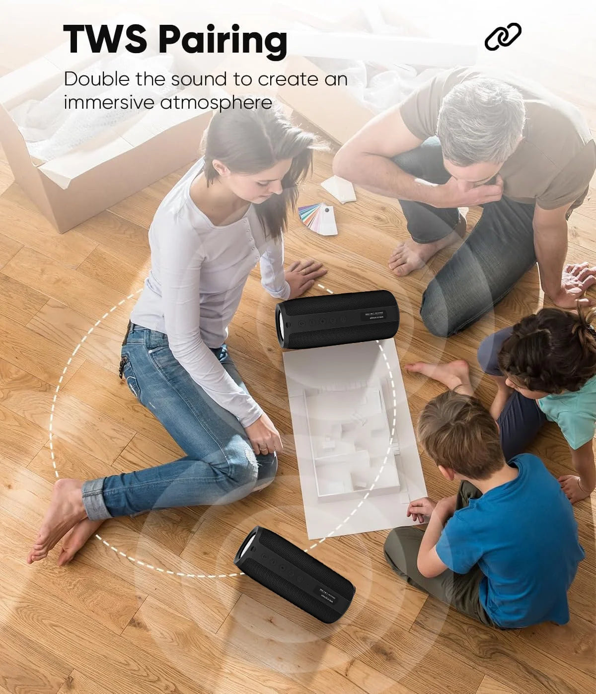 Portable Bluetooth Speaker, Wireless Speaker with Deep Bass Sound, Outdoor Speakers with Bluetooth 5.0, 30H Playtime, Dual Pairing for Home,Party