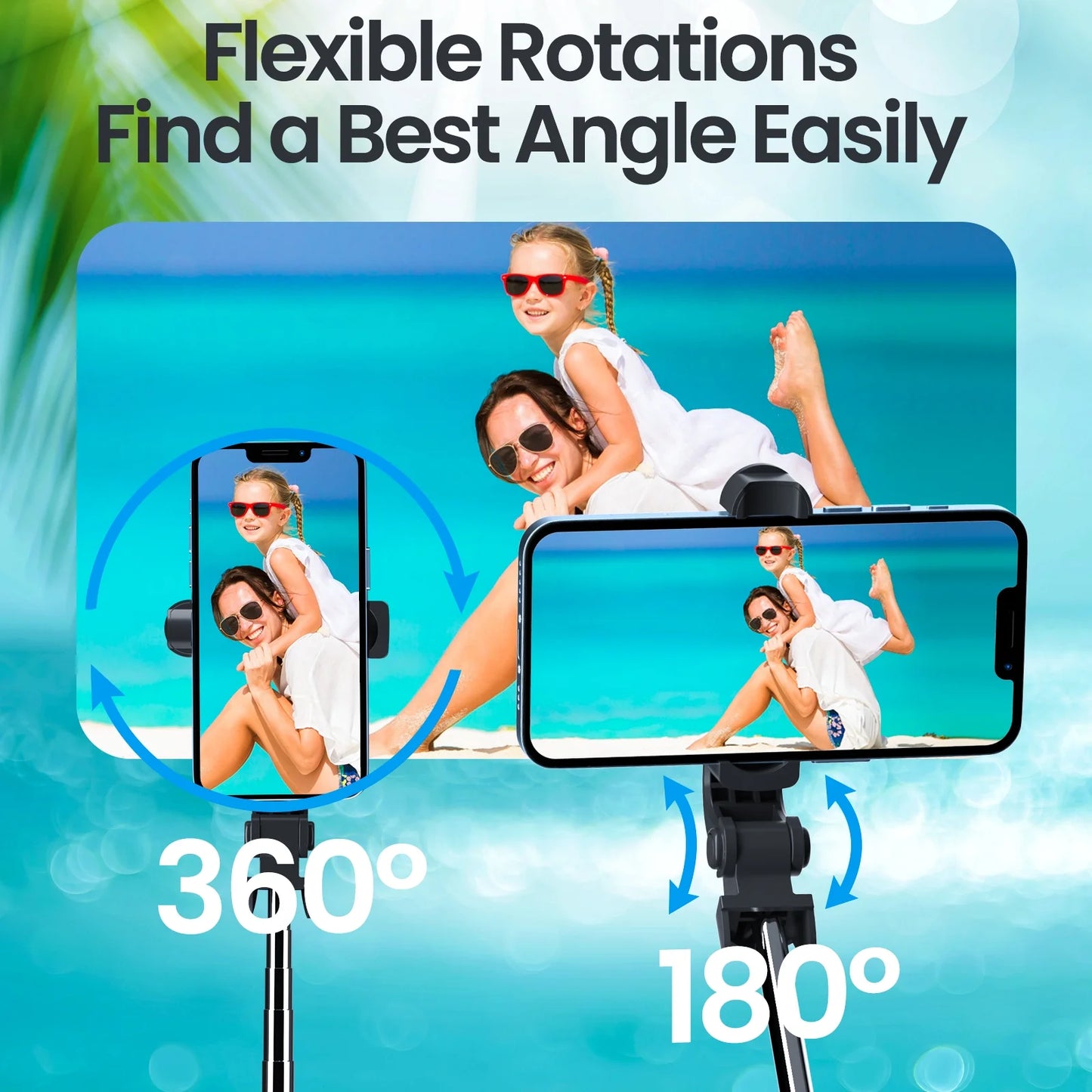 Selfie Stick Tripod, Extendable Bluetooth Selfie Stick with with Wireless Remote Shutter Compatible, Tripod for Iphone and Android Phone Tripod, Black