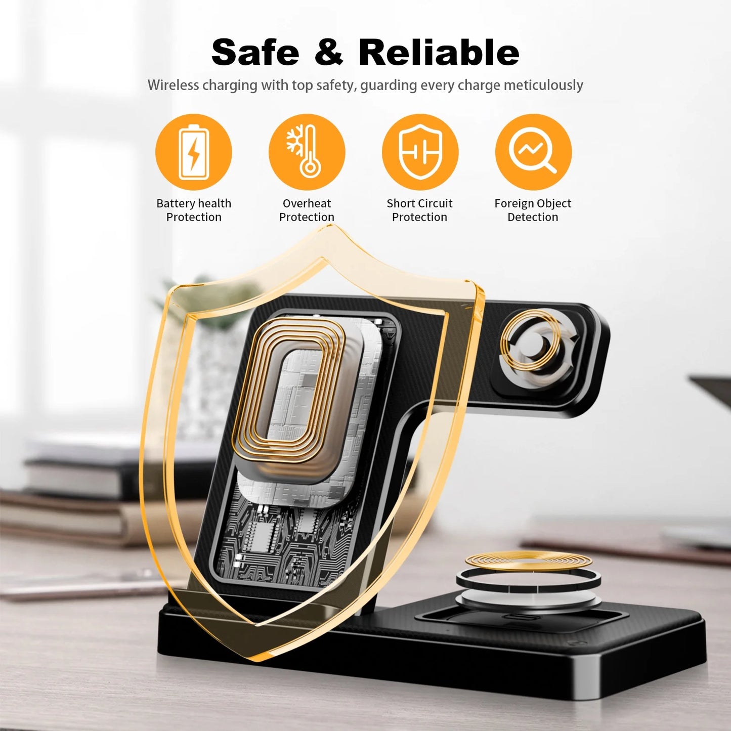 3 in 1 Wireless Charging Station, Foldable and Portable Phone Fast Multi Charger Stand for Iphone 15 14 13 12 11 Pro Max XS XR X 8 plus Iwatch Series and Airpods 3 2 Pro