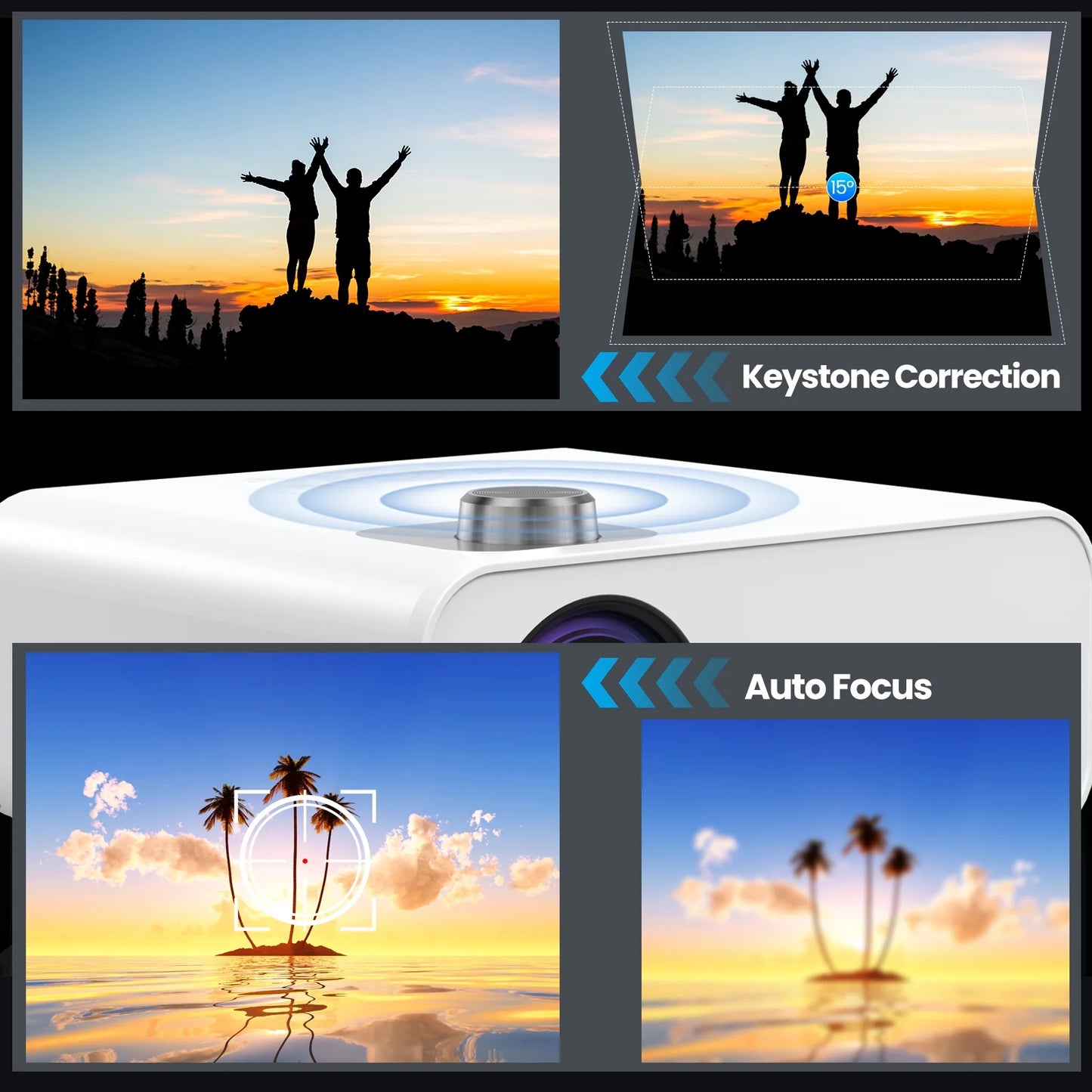 Digital HD Movie Projector, 10000:1 Contrast, Native 1080P, Compatible with Ios/Android