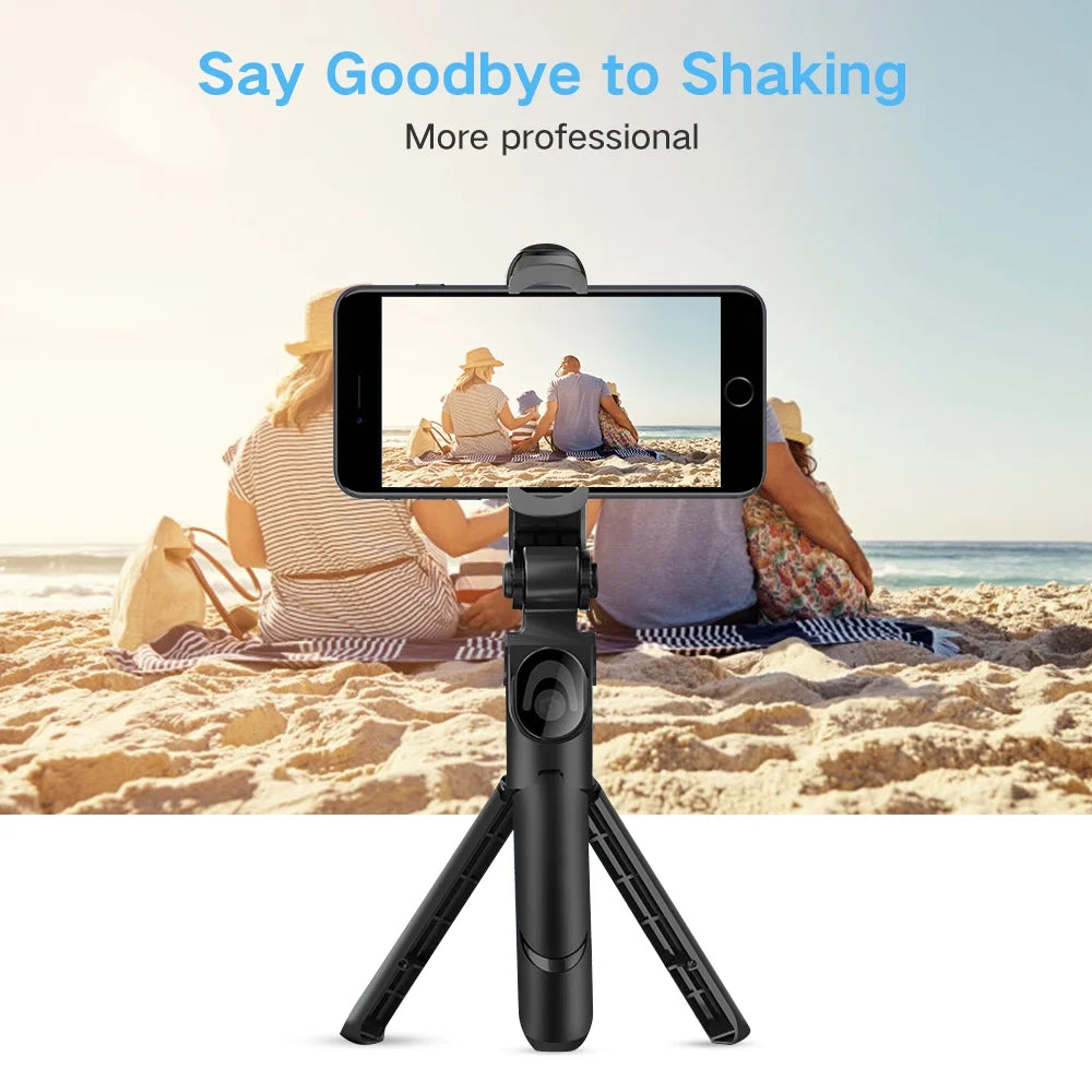 Selfie Stick Tripod, Extendable Bluetooth Selfie Stick with with Wireless Remote Shutter Compatible, Tripod for Iphone and Android Phone Tripod, Black