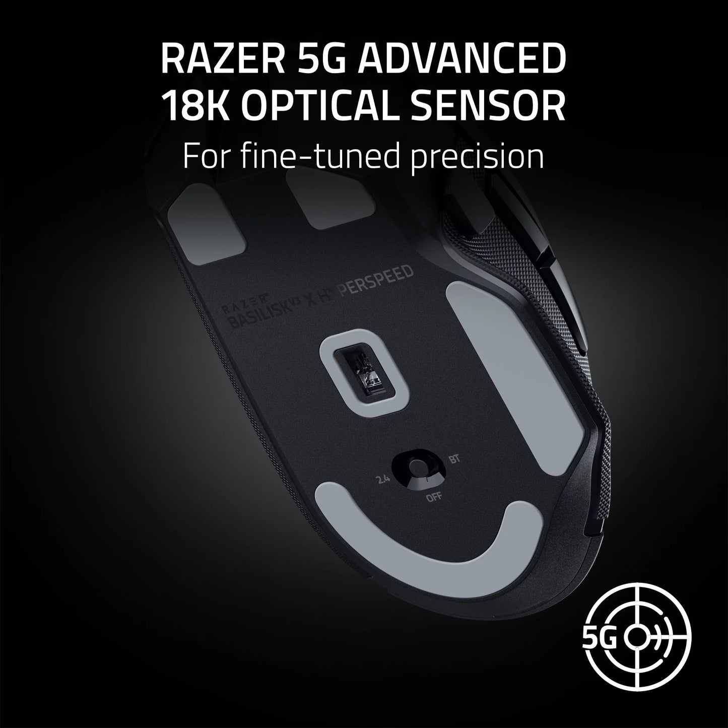 Basilisk V3 X Hyperspeed RBG Optical Bluetooth Gaming Mice, White