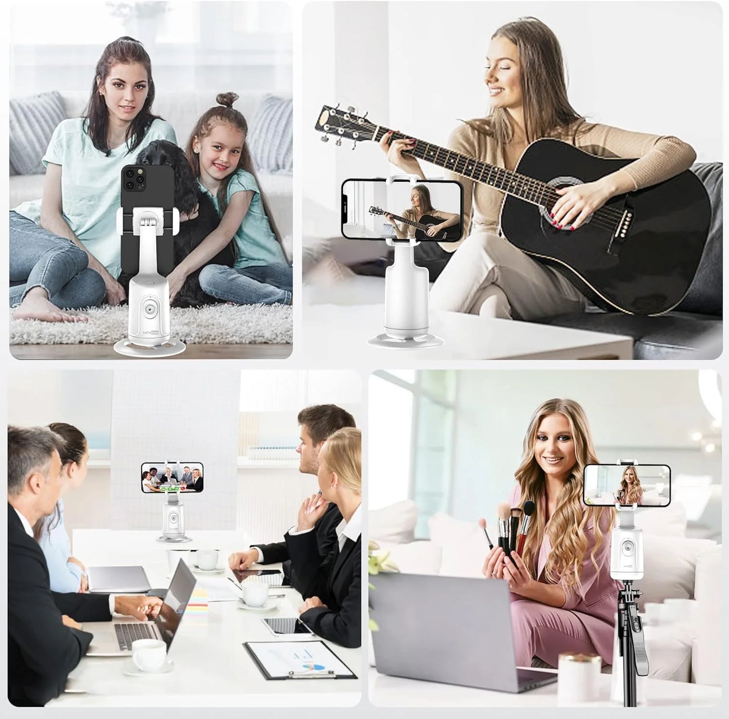 Auto Face Tracking Phone Holder Tripod, No App Required, 360° Rotation Smart Face Body Tracking Tripod Selfie Phone Camera Stand for TIK Tok, Vlog, Live Streaming, Youtube Video