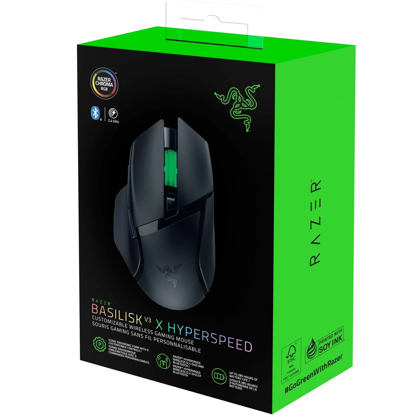Basilisk V3 X Hyperspeed RBG Optical Bluetooth Gaming Mice, White