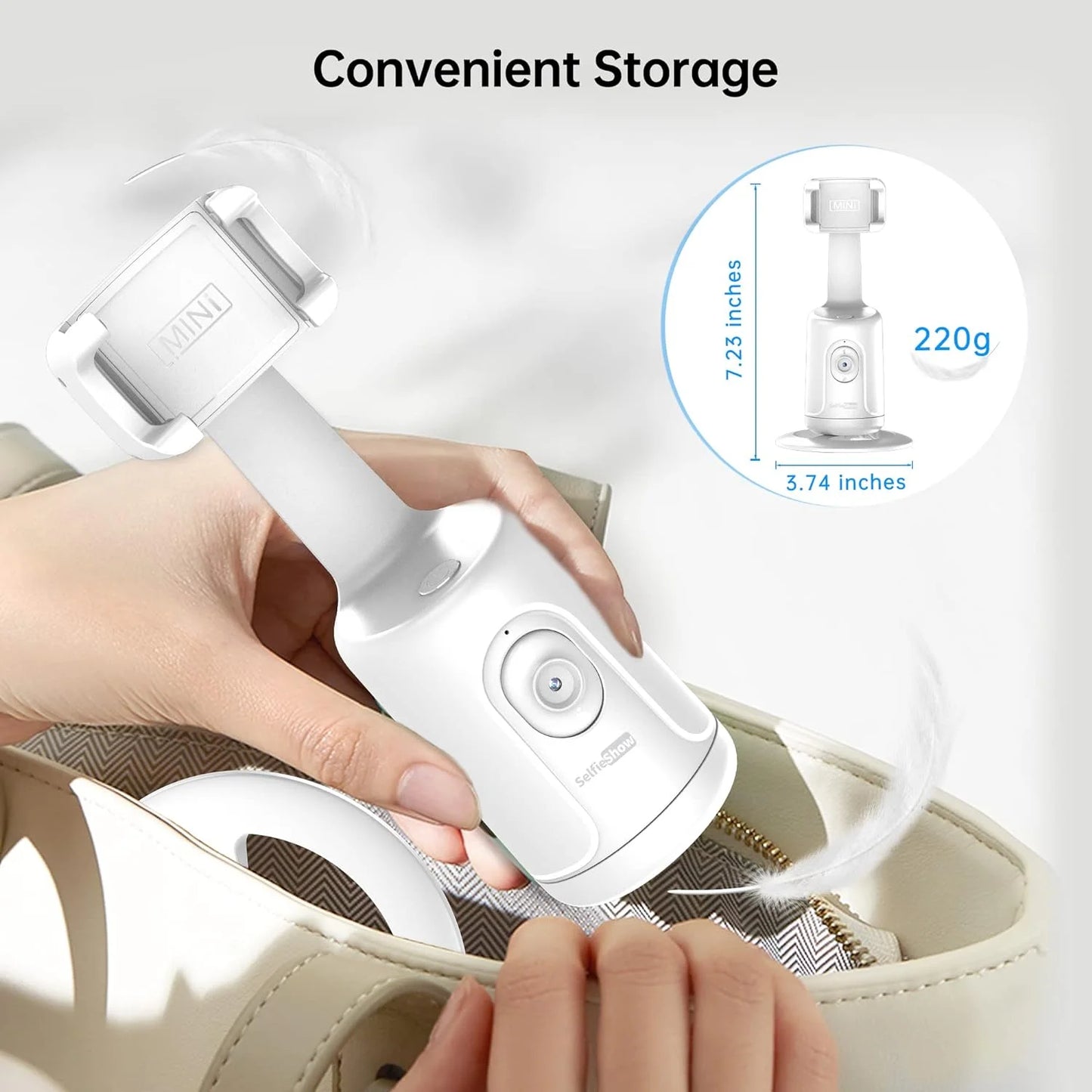 Auto Face Tracking Phone Holder Tripod, No App Required, 360° Rotation Smart Face Body Tracking Tripod Selfie Phone Camera Stand for TIK Tok, Vlog, Live Streaming, Youtube Video