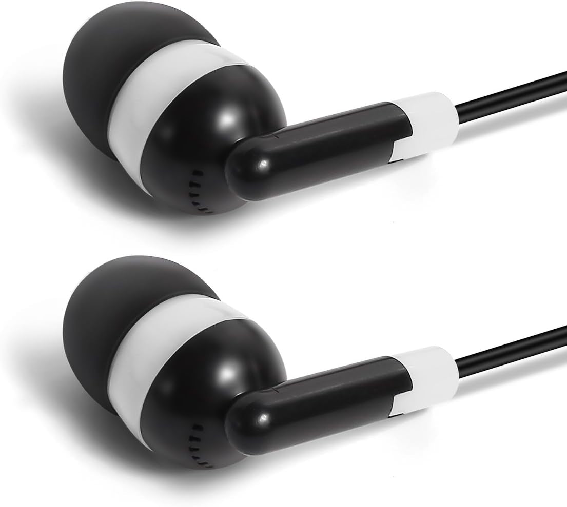 Bulk Earbuds Headphones Wholesale Earphones, 100 Pack Disposable Ear Buds Bulk Individually Wrapped Headphones for School Classroom Students