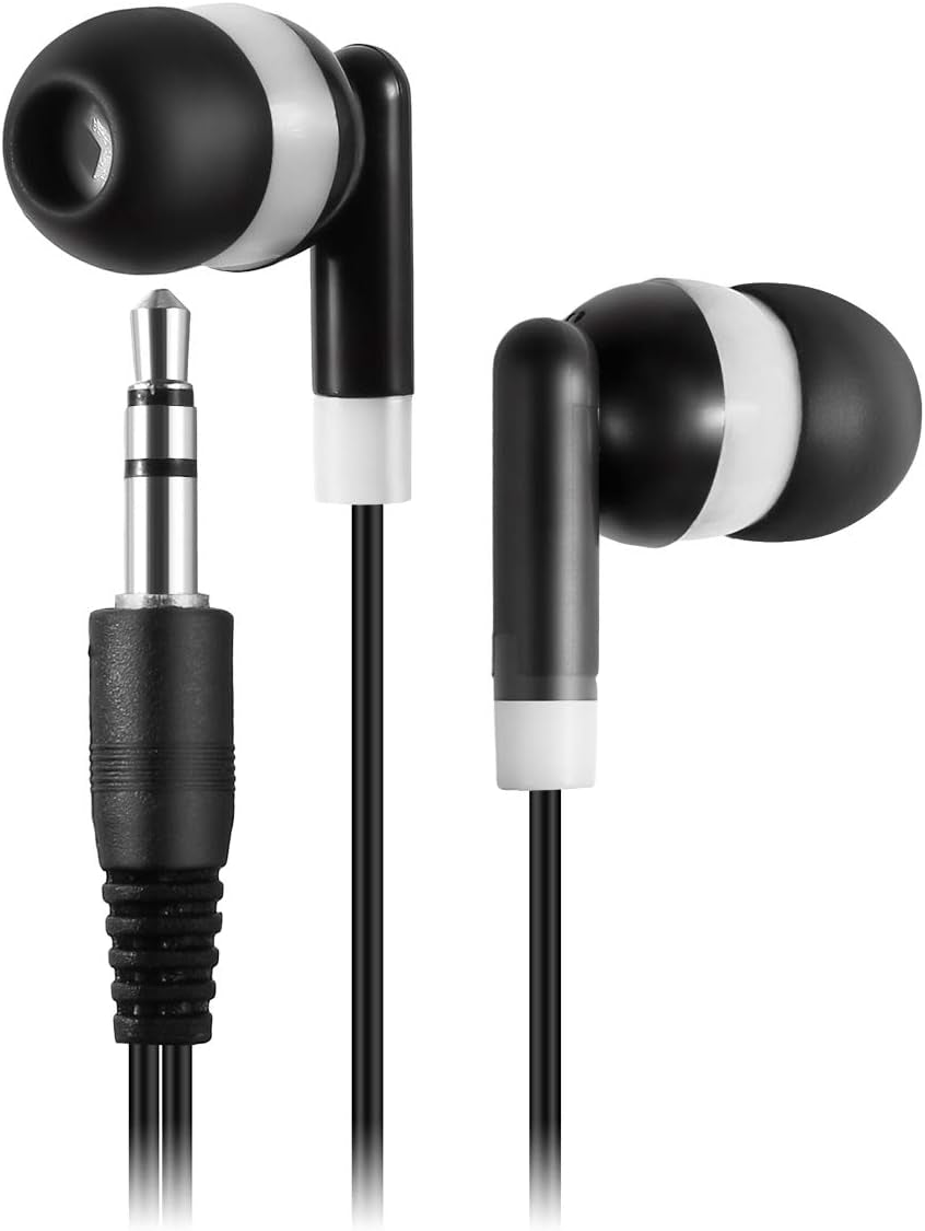 Bulk Earbuds Headphones Wholesale Earphones, 100 Pack Disposable Ear Buds Bulk Individually Wrapped Headphones for School Classroom Students