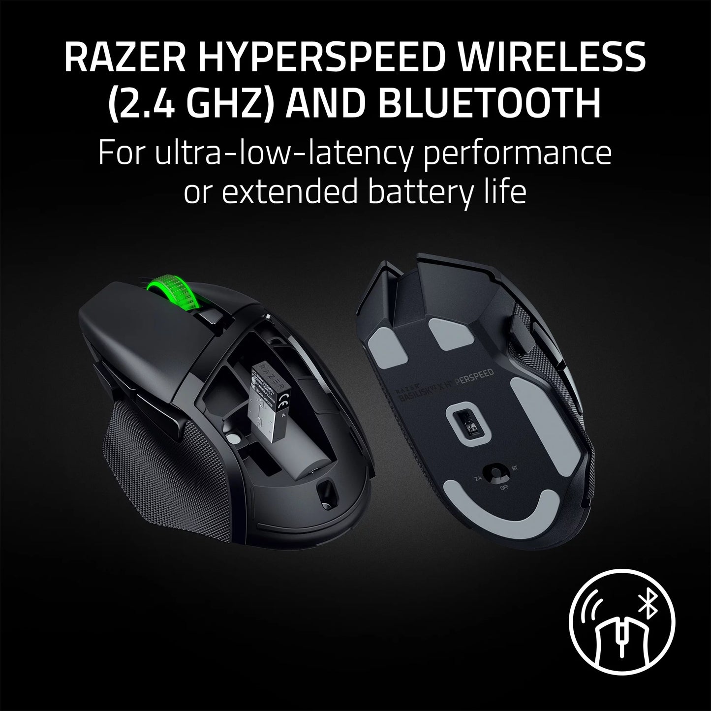 Basilisk V3 X Hyperspeed RBG Optical Bluetooth Gaming Mice, White