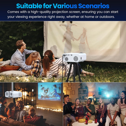 Digital HD Movie Projector, 10000:1 Contrast, Native 1080P, Compatible with Ios/Android