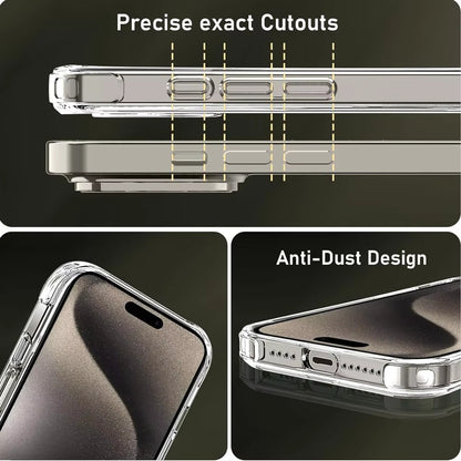 For Iphone 16 15 Pro Max Phone Case & Screen Glass for Iphone 16 15 14 13 Mini 12 11 Pro Transparent Case Iphone16 plus Cover