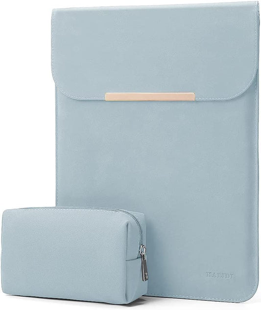 13.3 Inch Laptop Sleeve Case Faux Suede Leather for Macbook Air Pro Retina 2016-2020, for 13"-13.5" Surface Pro 5 6 7 with Pouch (For 13.3 Inches Macbook / Pro / Air, Sky Blue)