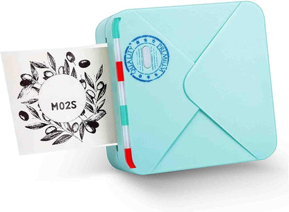 M02S Pocket Printer- 300 Dpi HD Bluetooth Thermal Photo Printer Compatible with Ios and Android, Black and White Image for Photo Printing, Plan Journal, Organization, Art Creation, Gift, Cyan