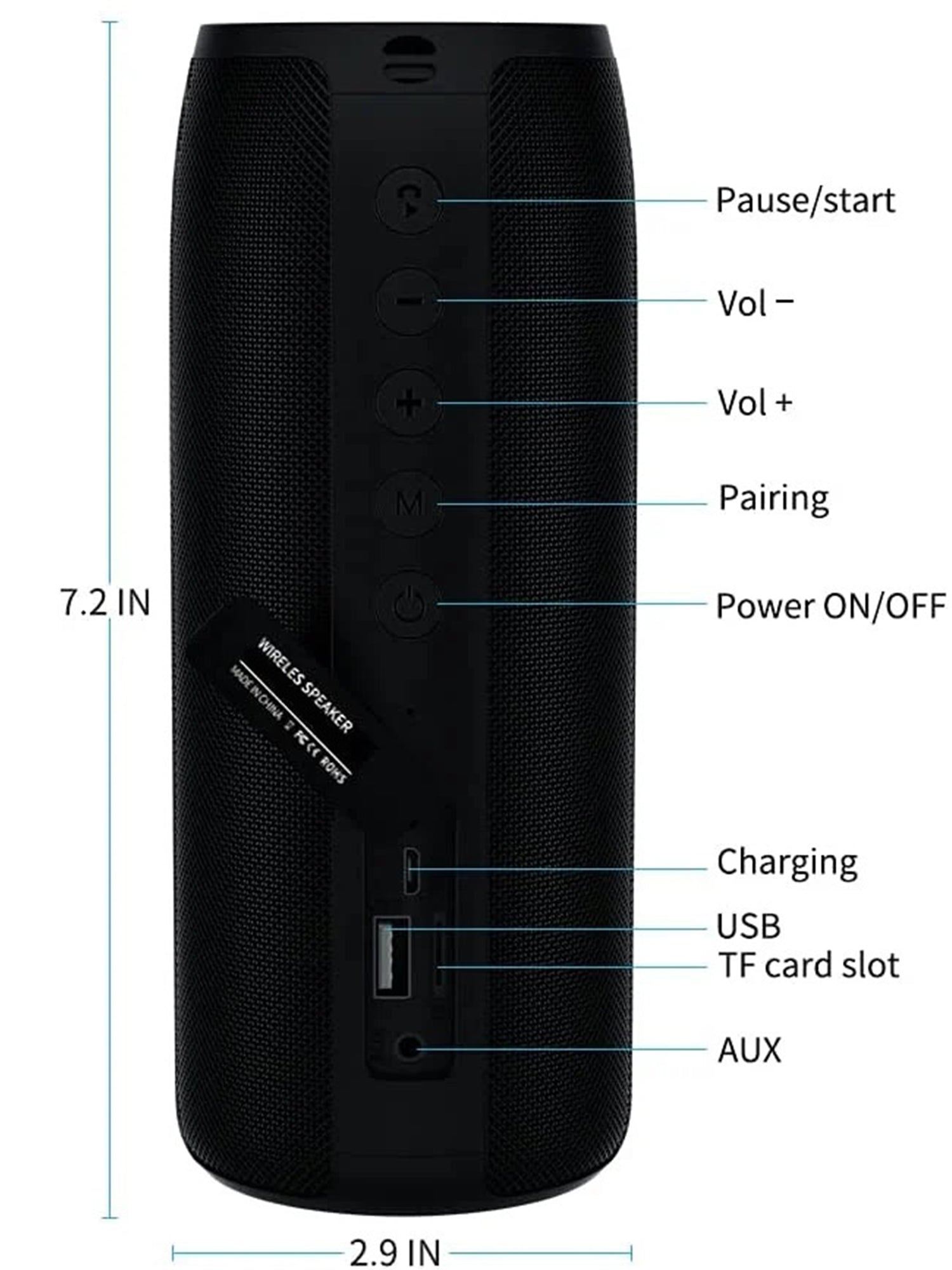 Portable Bluetooth Speaker, Wireless Speaker with Deep Bass Sound, Outdoor Speakers with Bluetooth 5.0, 30H Playtime, Dual Pairing for Home,Party