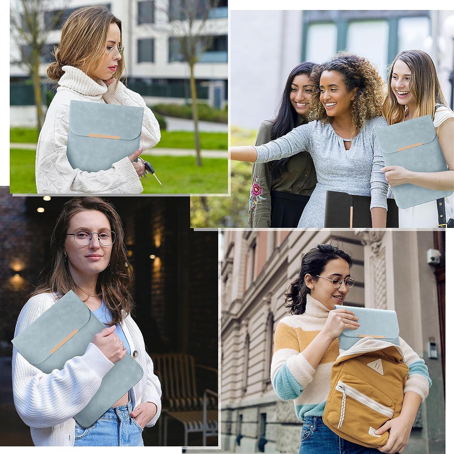 13.3 Inch Laptop Sleeve Case Faux Suede Leather for Macbook Air Pro Retina 2016-2020, for 13"-13.5" Surface Pro 5 6 7 with Pouch (For 13.3 Inches Macbook / Pro / Air, Sky Blue)