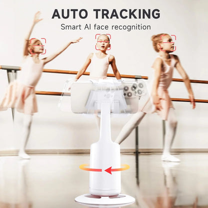 Auto Face Tracking Phone Holder Tripod, No App Required, 360° Rotation Smart Face Body Tracking Tripod Selfie Phone Camera Stand for TIK Tok, Vlog, Live Streaming, Youtube Video