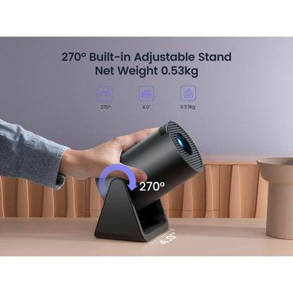 [270° Rotatable & Auto Keystone]  Mini Projector with Wifi6 and Bluetooth, 1080P FHD Support 4K, 300 ANSI Outdoor Portable Projector, Built-In Apps