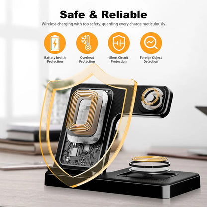 3 in 1 Wireless Charging Station, Foldable and Portable Phone Fast Multi Charger Stand for Iphone 15 14 13 12 11 Pro Max XS XR X 8 plus Iwatch Series and Airpods 3 2 Pro