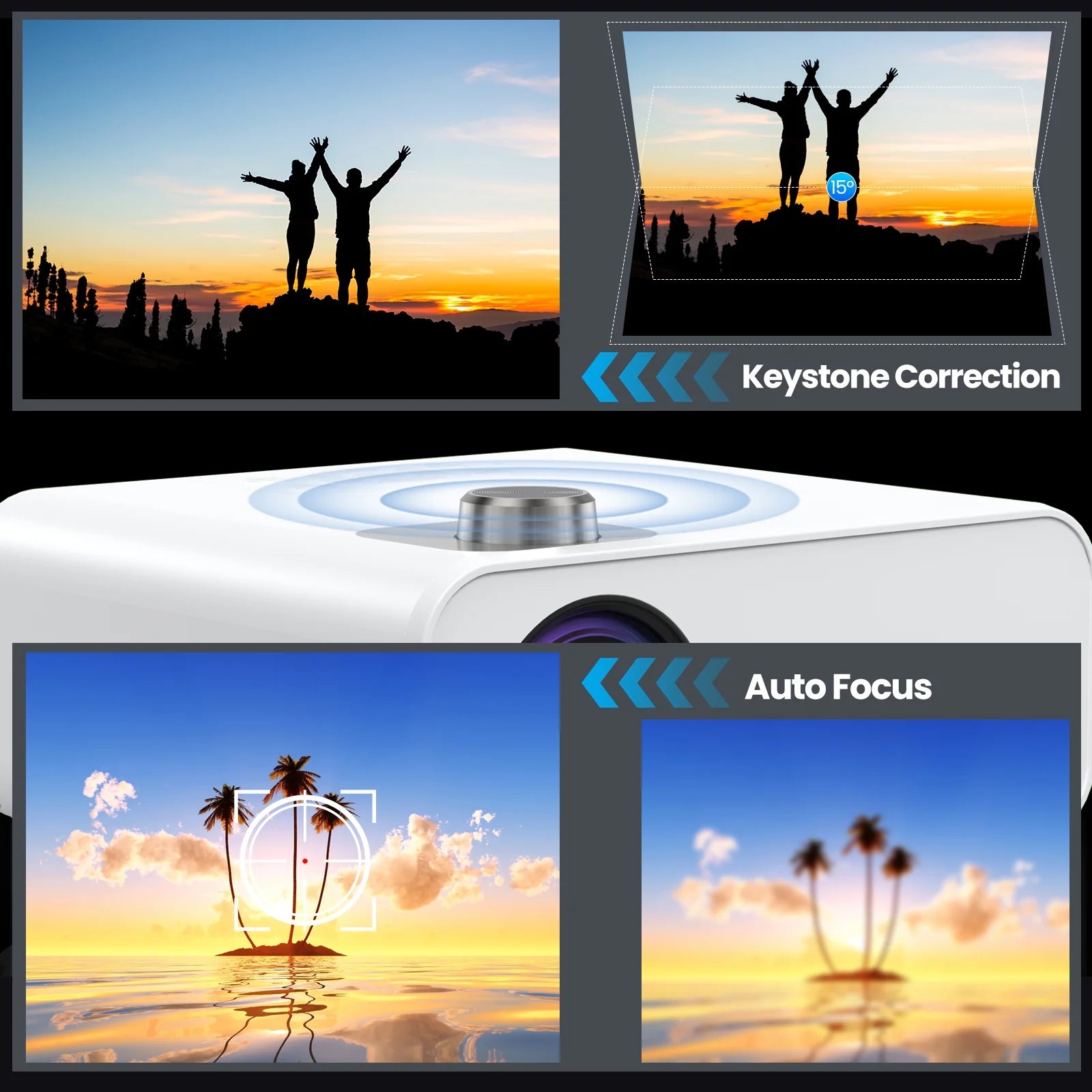 Digital HD Movie Projector, 10000:1 Contrast, Native 1080P, Compatible with Ios/Android