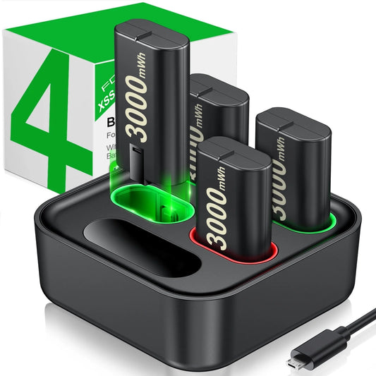 Xbox Controller Battery Pack and Charger,4 X 1200 Mah(2800Mwh) Xbox Rechargeable Battery Packs for Xbox Series X|S/Xbox One/Elite X/S Controller, Xbox Accessories
