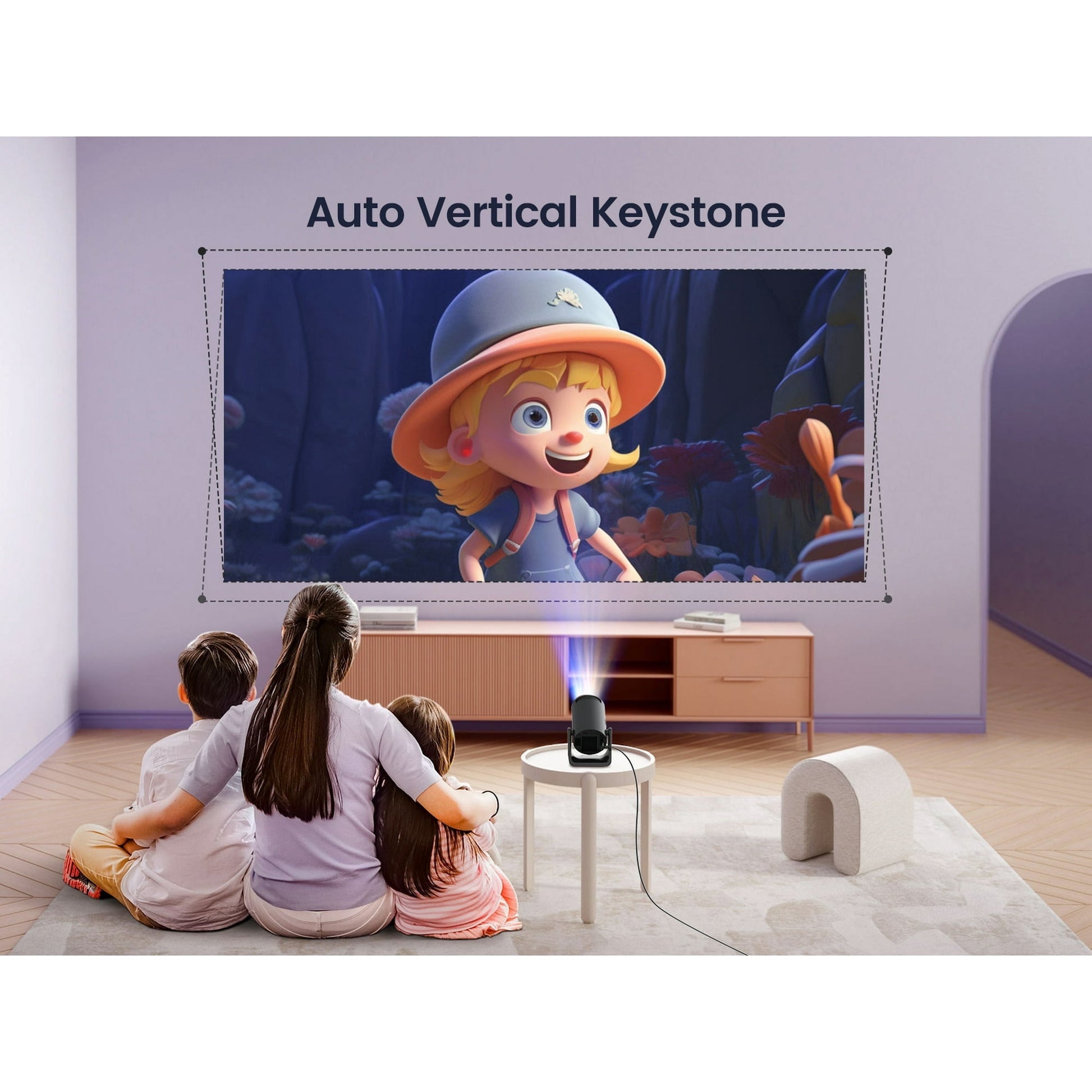 [270° Rotatable & Auto Keystone]  Mini Projector with Wifi6 and Bluetooth, 1080P FHD Support 4K, 300 ANSI Outdoor Portable Projector, Built-In Apps
