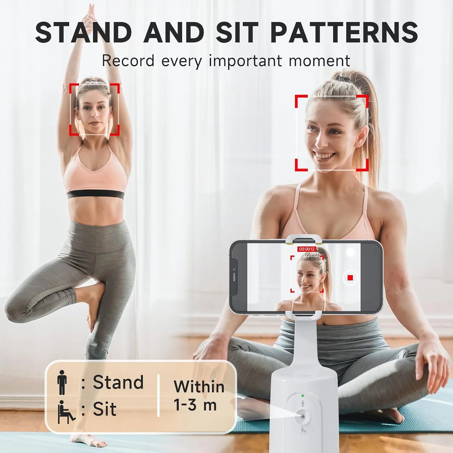 Auto Face Tracking Phone Holder Tripod, No App Required, 360° Rotation Smart Face Body Tracking Tripod Selfie Phone Camera Stand for TIK Tok, Vlog, Live Streaming, Youtube Video