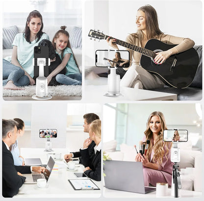Auto Face Tracking Phone Holder Tripod, No App Required, 360° Rotation Smart Face Body Tracking Tripod Selfie Phone Camera Stand for TIK Tok, Vlog, Live Streaming, Youtube Video