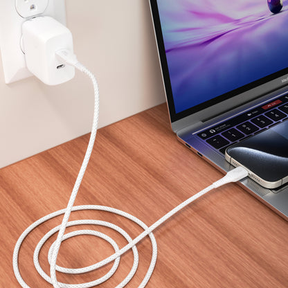 USB2.0 Type C to C Fast Charging Cable for Iphone 15, Samsung Galaxy, White, Single Pack